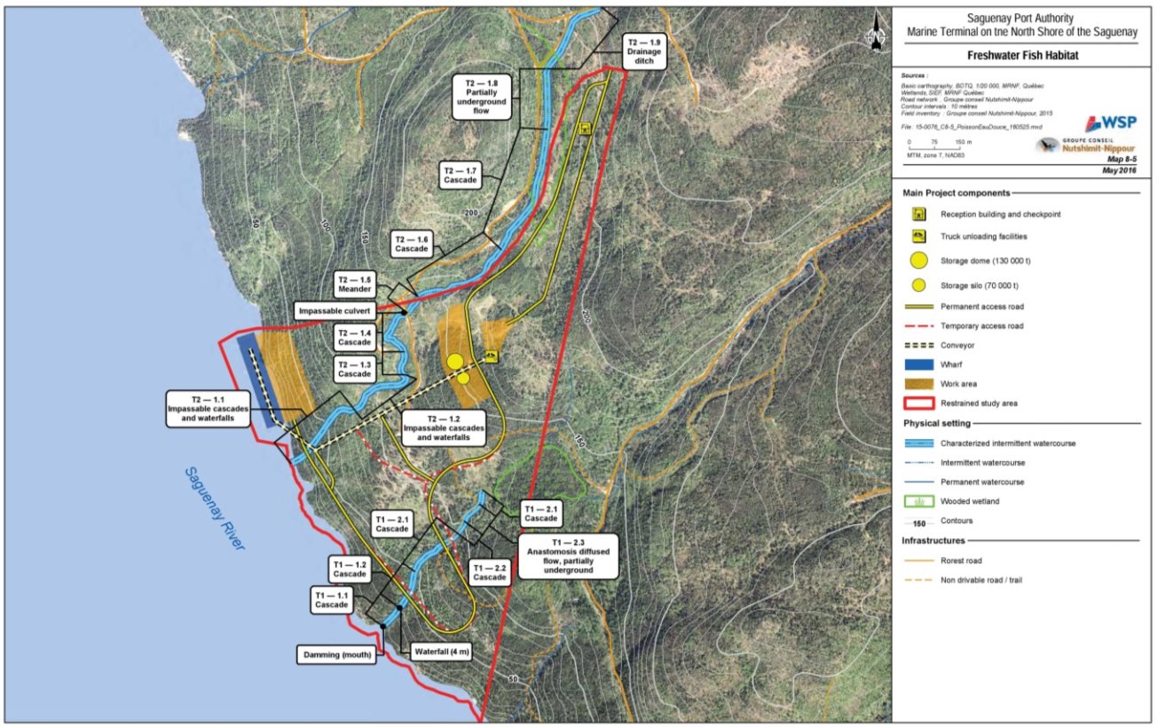Figure 10: Freshwater fish habitat in the limited study area